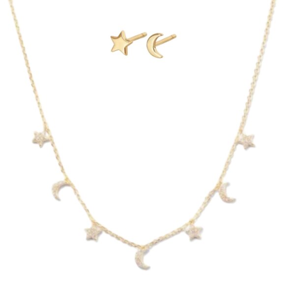 Melinda Maria Jewelry - Great Set Melinda Maria Starry Night Necklace Gold Diamondettes Bonus Earrings